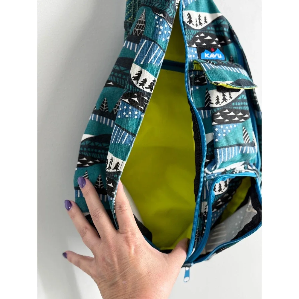 KAVU Teal Rope Bag Sling Backpack Unisex OS Outdoors Festival Concert Hiking